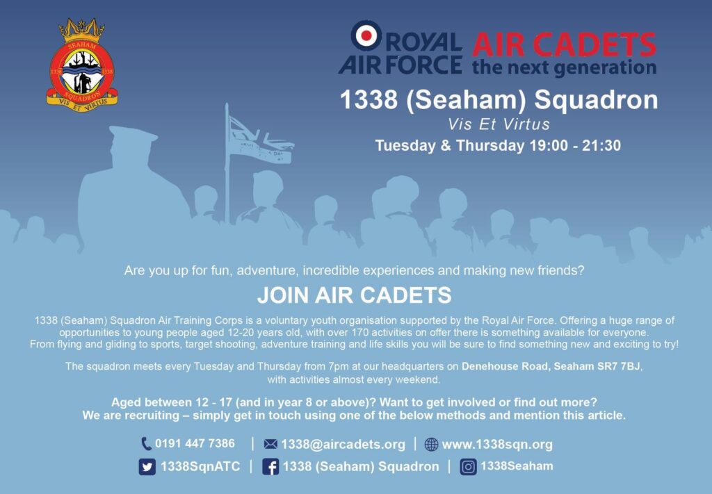 1338 (Seaham) Squadron ATC is Recruiting Now! Contact us for more information